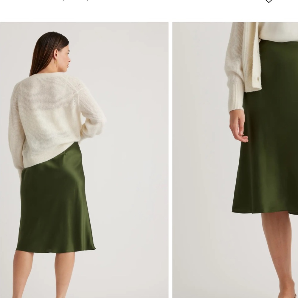 QUINCE green silk skirt - size small 💚